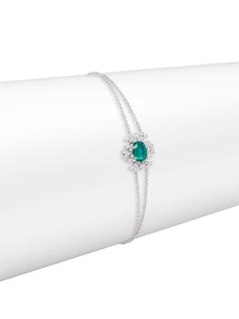 商品Bestow 18K White Gold, Diamond & Emerald Bracelet图片