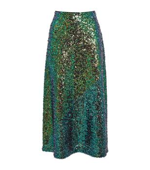 推荐Sequin-Embellished Midi Skirt商品