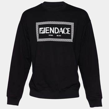 Fendi | Fendi x Versace Black Fendace Print Cotton Crew Neck Sweatshirt L商品图片,