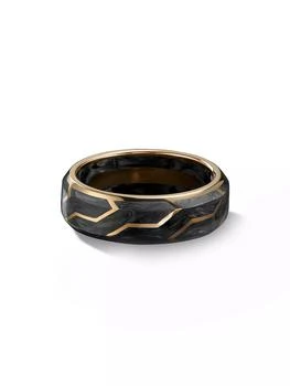 David Yurman | Forged Carbon Band Ring with 18K Yellow Gold,商家Saks Fifth Avenue,价格¥16565