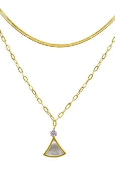 ADORNIA | Water Resistant 14K Yellow Gold Vermeil Layered Mixed Chain Ginko Leaf Necklace,商家Nordstrom Rack,价格¥150