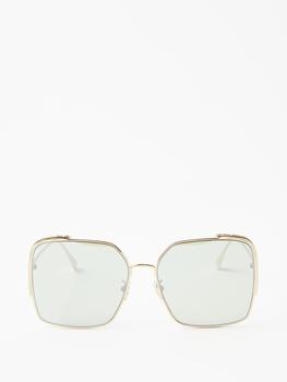 Fendi | O'Lock oversized square metal sunglasses商品图片,