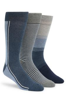 Lorenzo Uomo, Lorenzo Uomo | Casual Stripe Crew Socks - Pack of 3商品图片 4.1折