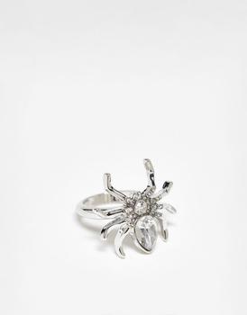 商品ASOS DESIGN Halloween ring with chunky spider design in silver tone图片