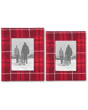 K&K Interiors | K&K Interiors Set Of 2 Red Black & Cream Plaid Photo Frames,商家Premium Outlets,价格¥279