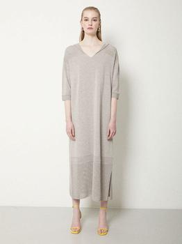 商品JOY GRYSON | V-neck Hoodie Knit Dress (Cocoa),商家W Concept,价格¥3349图片
