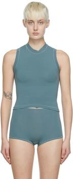 SKIMS | Blue Cotton Jersey Mock Neck Tank Top 