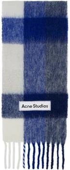 Acne Studios | Blue & White Mohair Checked Scarf 独家减免邮费