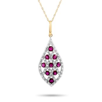 商品LB Exclusive | 14K Yellow Gold Diamond and Ruby Pendant Necklace,商家Jomashop,价格¥3680图片