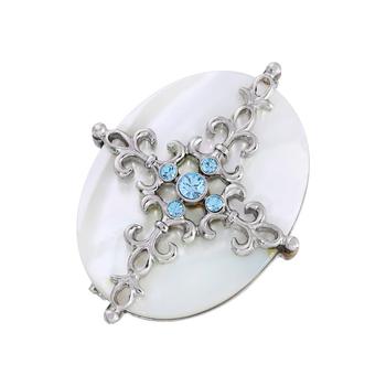 商品2028 | Silver-Tone Aqua and Imitation Pearl Cross Brooch,商家Macy's,价格¥466图片