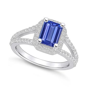 商品Macy's | Tanzanite (1-5/8 Ct. t.w.) and Diamond (1/2 Ct. t.w.) Halo Ring,商家Macy's,价格¥43785图片