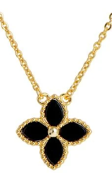 Savvy Cie Jewels | Yellow Gold Vermeil Onyx Flower Pendant Necklace 2.8折