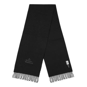 推荐Vivienne Westwood Embroidered Lambswool Scarf - Black商品