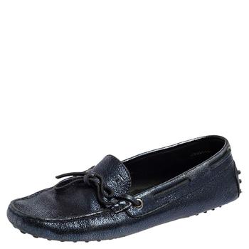 [二手商品] Tod's | Tod's Metallic Blue Leather Gommino Slip On Loafers Size 38商品图片,2.8折