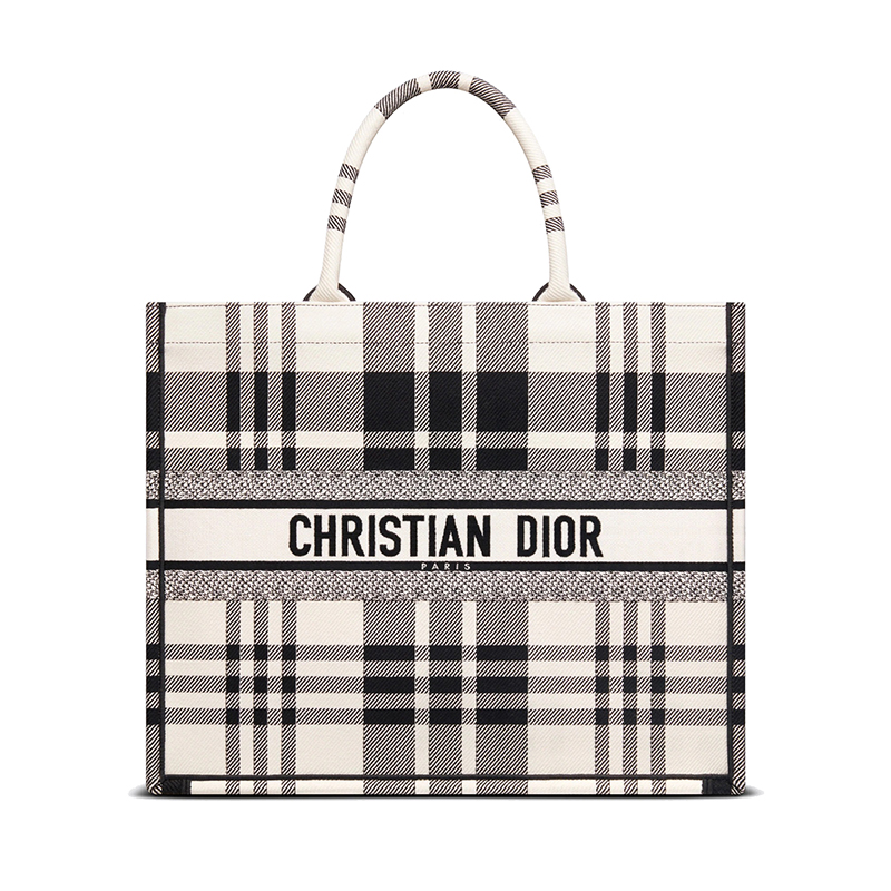 迪奥手提包, Dior | 【包税】DIOR/迪奥 22新款DIOR BOOK系列 女士大号黑白拼色织物标志图案刺绣手提肩背托特包M1286ZRUY_M041商品图片 8折×额外9.5折, 包邮包税, 额外九五折