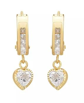 Macy's | Cubic Zirconia Heart Hinged Hoop Earrings in 10K Yellow Gold,商家Macy's,价格¥1436