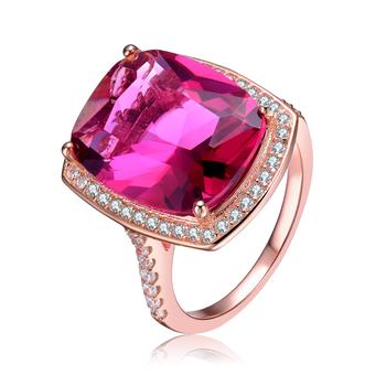 商品Genevive | Ga Sterling Silver 18k Rose Plated Ruby Cubic Zirconia Ring,商家Premium Outlets,价格¥1164图片
