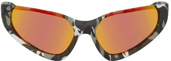 推荐Grey Exaggerated Sport Goggle Sunglasses商品