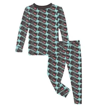 KICKEE | Kids' Game Controller Print Long Sleeve Pajama Set In Summer Sky Retro,商家Premium Outlets,价格¥295