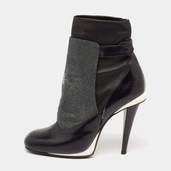 [二手商品] Fendi | Fendi Black Texture leather and Leather Ankle Boots Size 40商品图片,5.3折, 满1件减$100, 满减