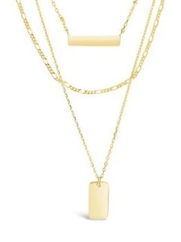 Sterling Forever | 14K Gold Vermeil Bar & Dog Tag Layered Necklace 5折×额外9折, 独家减免邮费, 额外九折