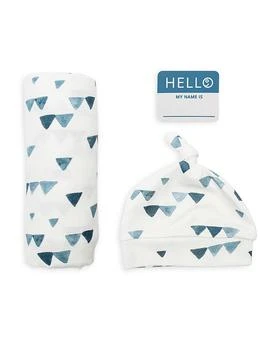 Lulujo | Boys' 3 Pc. Hello World Triangle Print Hat, Blanket & Name Tag Set - Baby,商家Bloomingdale's,价格¥274