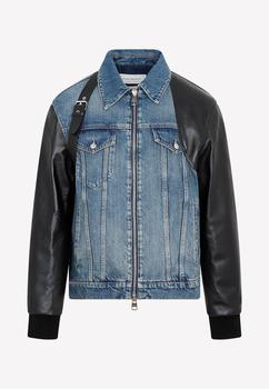 商品Alexander McQueen | Zip-Up Jacket in Denim and Leather,商家Thahab,价格¥20542图片