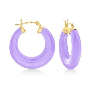 Ross-Simons | Ross-Simons Lavender Jade Hoop Earrings With 14kt Yellow Gold,商家Premium Outlets,价格¥1420