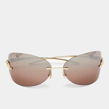 卡地亚眼镜图片, [二手商品] Cartier | Cartier Gold Tone/Brown Gradient Panthère de Cartier Rimless Sunglasses商品图片 满1件减$100, 满减