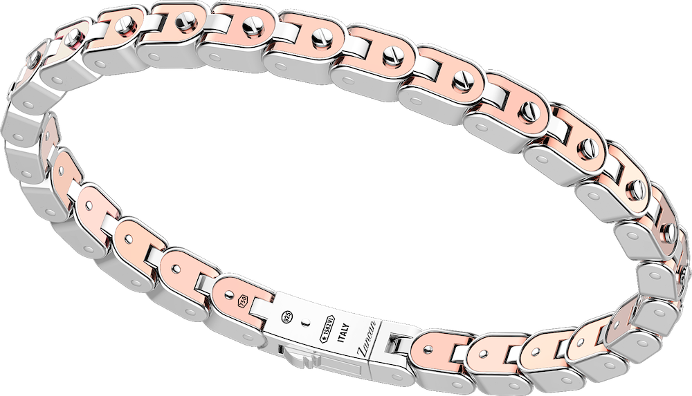 商品Zancan | 18k rose gold and sterling silver bracelet with geometric design and screws.,商家Zancan Gioielli,价格¥18362图片