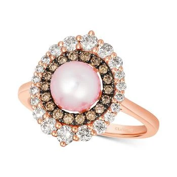 Le Vian | Strawberry Pearl (7mm) & Diamond (3/4 ct. t.w.) Double Halo Ring in 14k Rose Gold,商家Macy's,价格¥8496