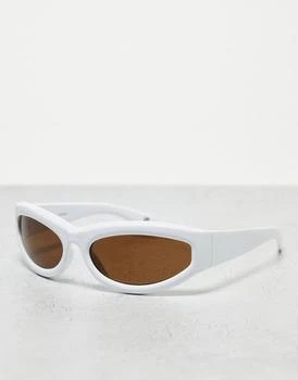 推荐ASOS DESIGN wrap visor sunglasses with bevelling in white商品