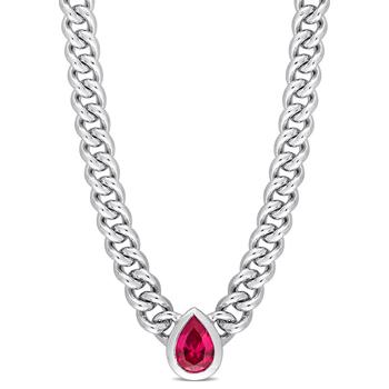商品Amour 1 1/7 CT TGW Created Ruby Necklace With Chain Silver Length (inches): 16图片