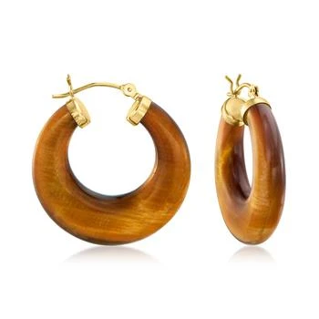 Ross-Simons Jade Hoop Earrings With 14kt Yellow Gold