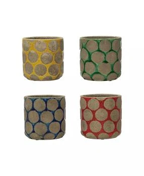Storied Home | Terra-Cotta Planter with Wax Relief Dots,  Set of 4 Colors,商家Macy's,价格¥494