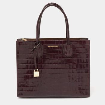 michael kors mercer, [二手商品] Michael Kors | Michael Kors Purple Croc Embossed Leather Mercer Tote商品图片 6折