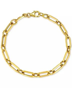 Italian Gold | Polished & Twist Paperclip Link Chain Bracelet in 14k Gold,商家Macy's,价格¥10468