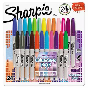 推荐Sharpie Electro Pop Markers, Fine Point, Assorted Colors, 24pk.商品