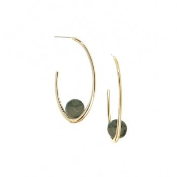 marlyn schiff | Women's Elongated Natural Stone Hoop In Gold Jade,商家Premium Outlets,价格¥781
