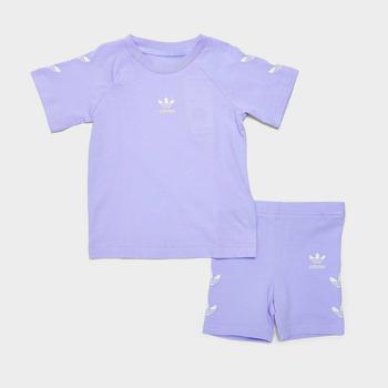 推荐Girls' Little Kids' adidas Originals Repeat Trefoil T-Shirt and Bike Shorts Set商品