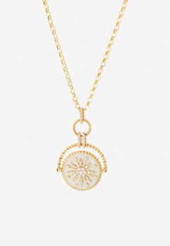 商品Falamank | Written In The Stars Collection Double Sided Spin Pendant Necklace in 18-karat Yellow Gold with White Diamonds,商家Thahab,价格¥26588图片
