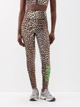 Ganni | High-rise leopard-print recycled-blend leggings 