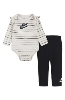 NIKE | Just Do It Stripe Ruffle Bodysuit & Leggings Set,商家Nordstrom Rack,价格¥96