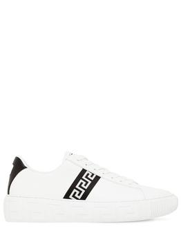 范思哲男鞋海淘, Versace | Greek Motif Leather Sneakers商品图片 额外8折, 额外八折