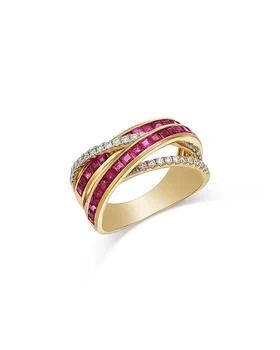 Bloomingdale's Fine Collection | Ruby & Diamond Crossover Ring in 14K Yellow Gold,商家Bloomingdale's,价格¥45984