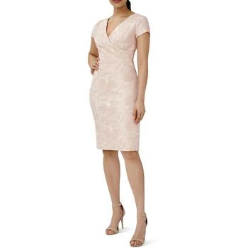 Adrianna Papell | Adrianna Papell Women's Embroidered Faux Wrap Short Sleeve Sheath Dress 4.3折