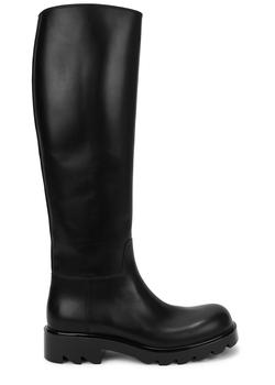 Bottega Veneta | Strut black leather knee-high boots商品图片,