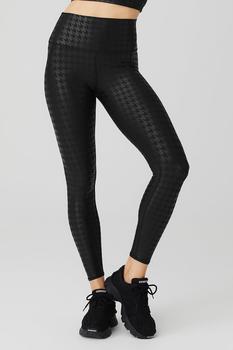 Alo | Airlift High-Waist Glimmer Houndstooth Legging - Black商品图片,独家减免邮费