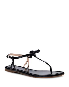 kate spade鞋, Kate Spade | Women's Piazza Knotted Bow Patent Leather Thong Sandals商品图片 7折起, 满$150享8.5折, 满折