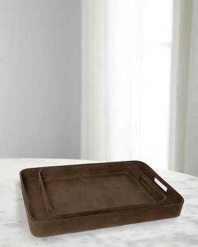 Regina Andrew | Derby Rectangular Leather Trays, Set of 2,商家Neiman Marcus,价格¥3073